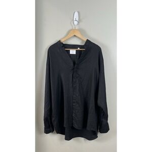 Baird Mcnutt‎ Murano Mens Black Long Sleeve 100% Linen Button Up Shirt Sz 2XB